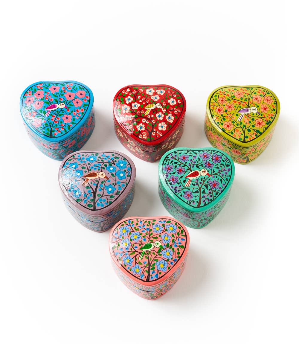 Paradise Paper Mache Boxes - Assorted Heart