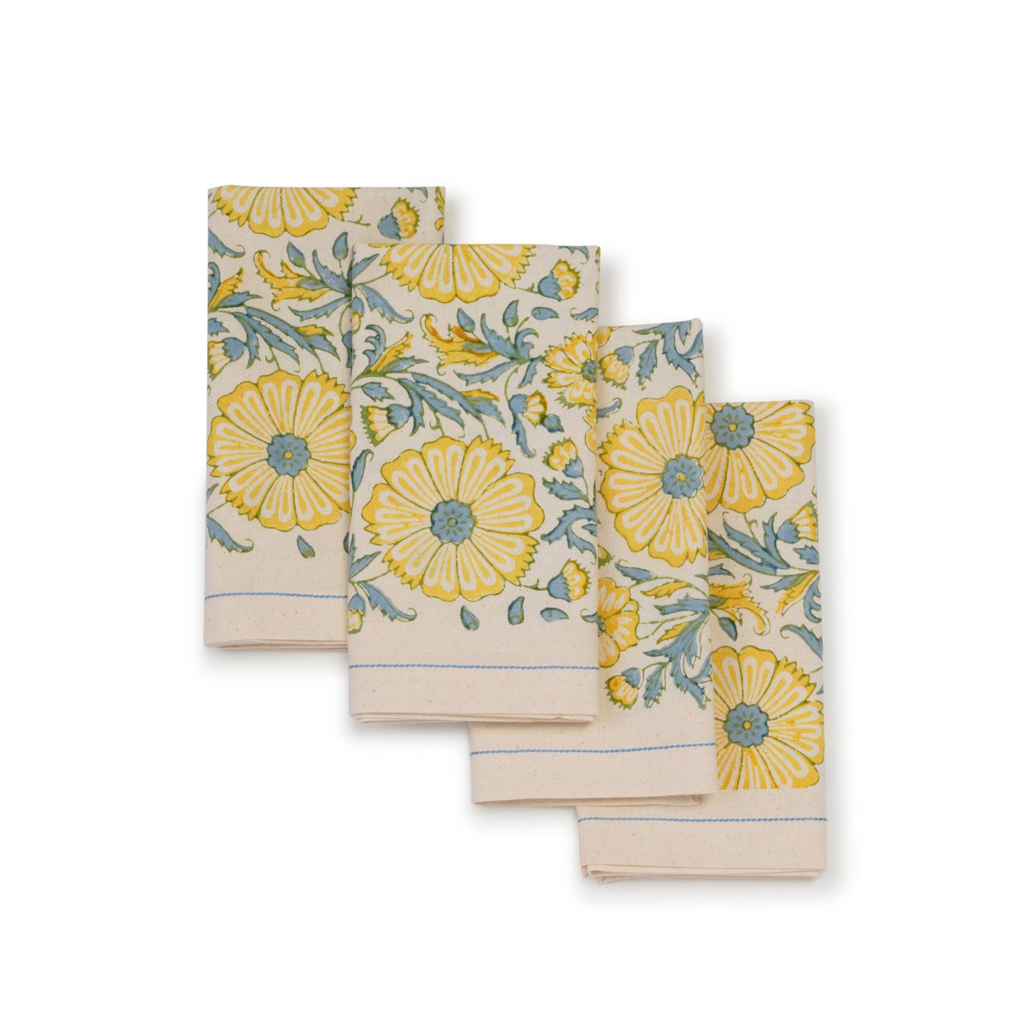 Hand Block Printed Cotton Tablecloth - Bloom Wheat