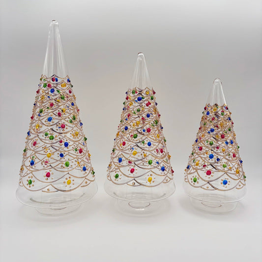 Blown Glass Tabletop Tree - Cone Dancing Flowers