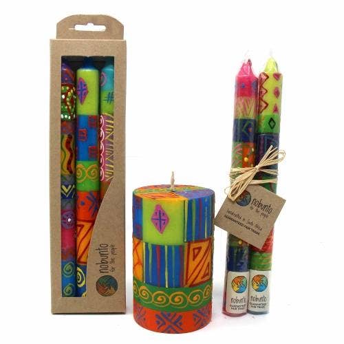 Hand Painted Dinner Candle  Pair - Shahida Design
