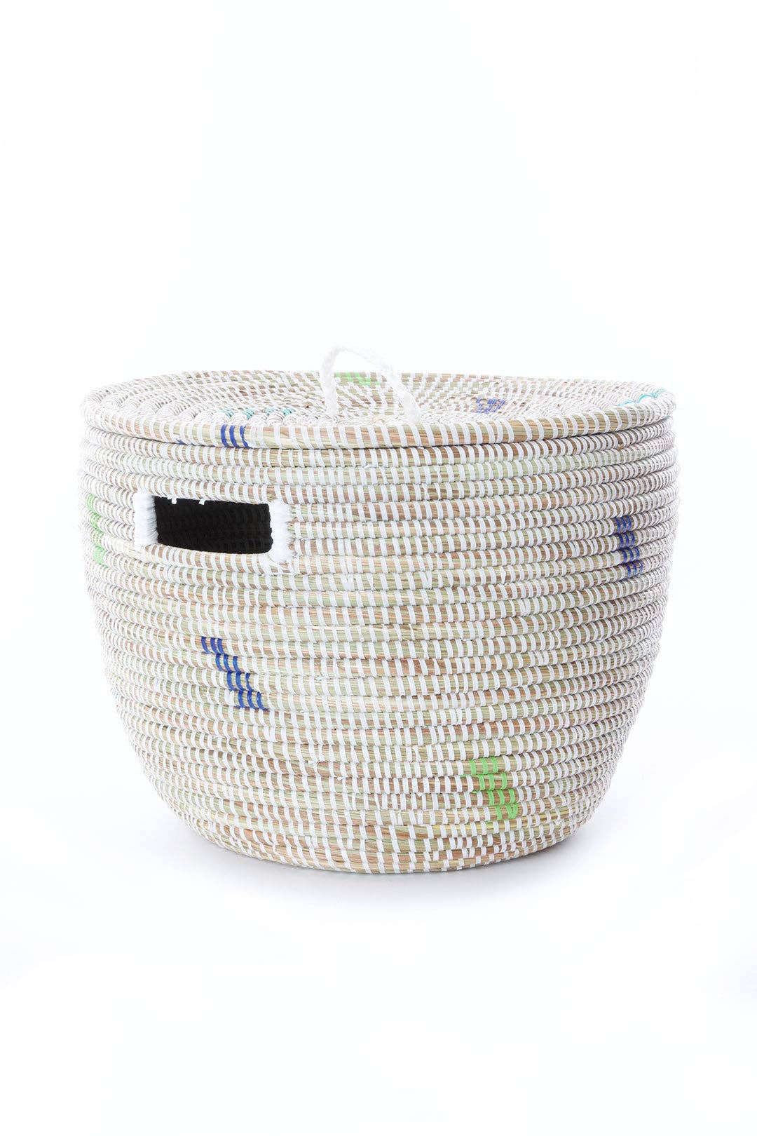 Green and Blue Dash Lidded Nesting Baskets