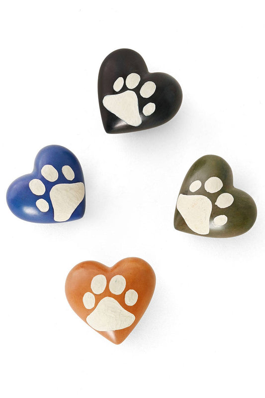 Paw Print Soapstone Hearts - Assorted