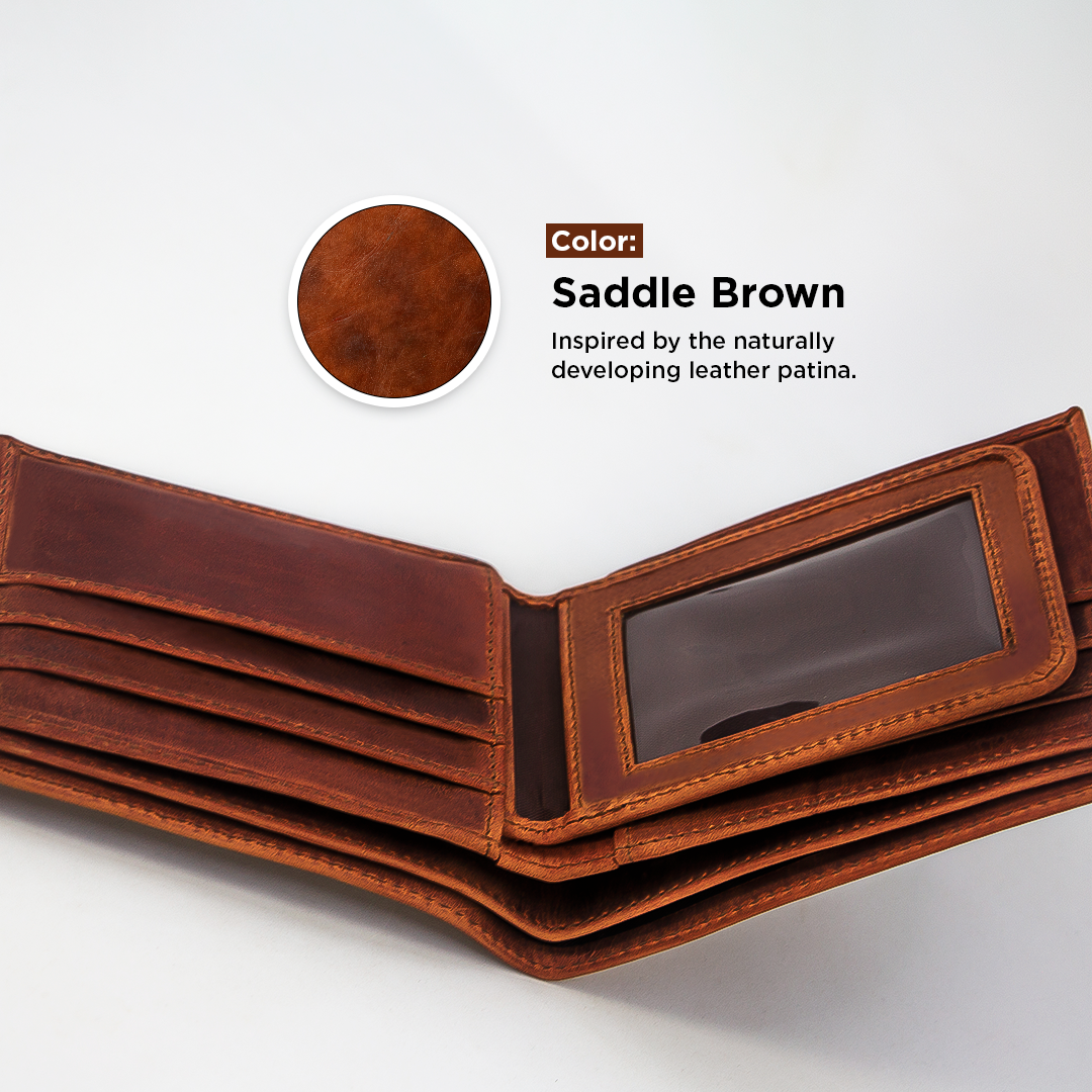 BIFOLD Leather Wallet  Saddle Brown  /  Fair Trade Artisan
