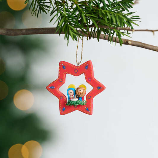 Ornament mini nativity in star M/3 b-dough 2.5D rd