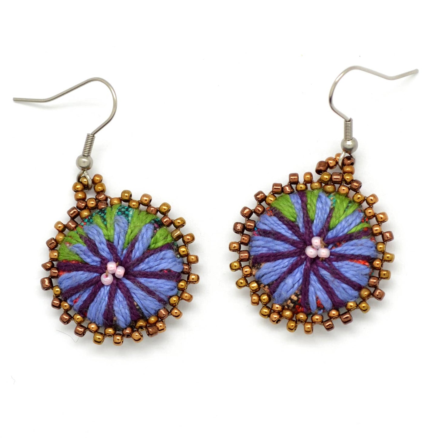 Embroidered & Beaded Flower Earrings - Assorted