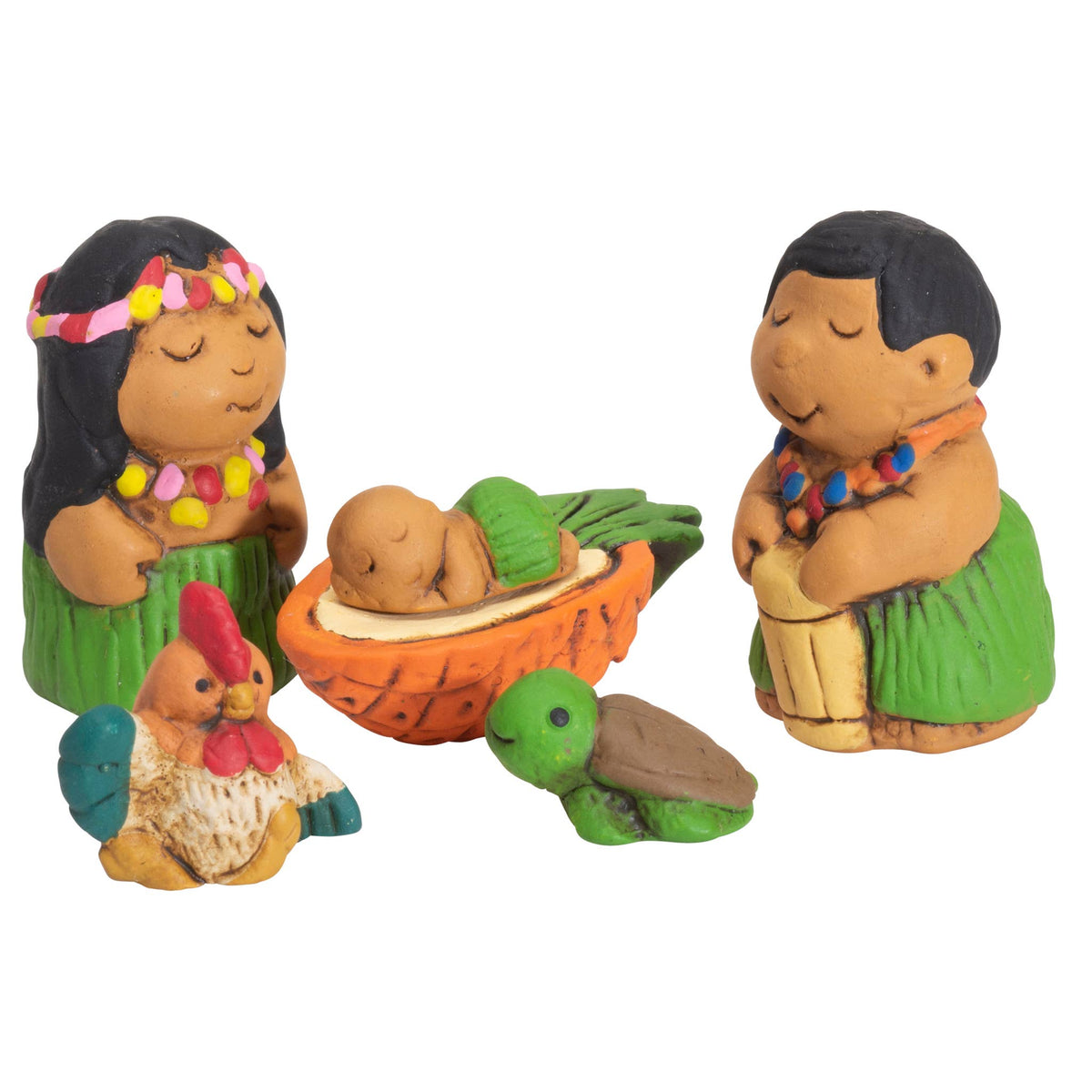 Miniature Ceramic Nativity - Hawaiian