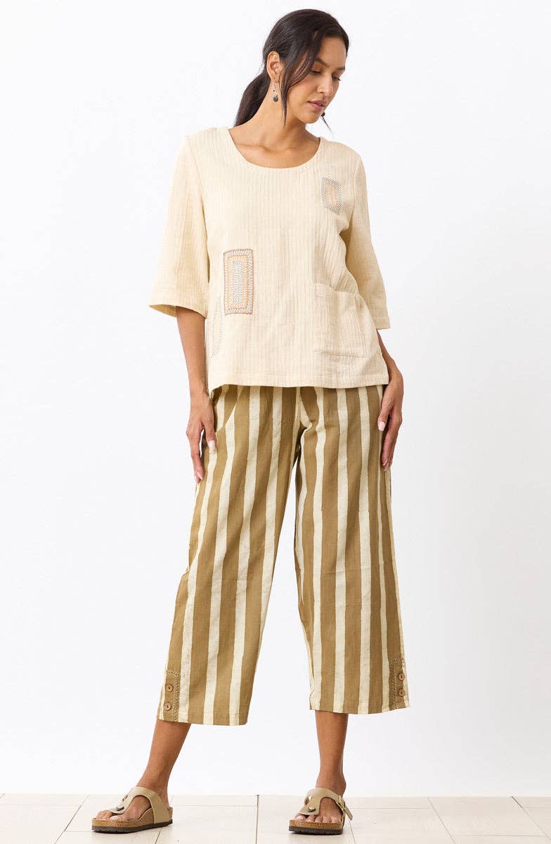 Kesari Pull-On Crop Pant - Straw