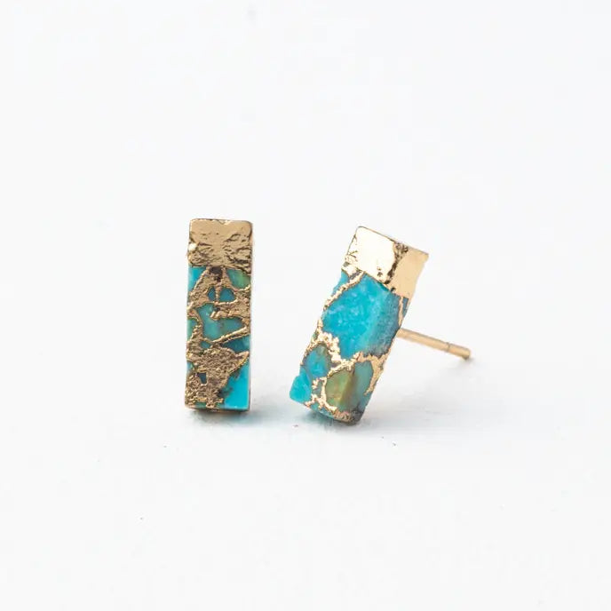 Brayden Turquoise Studs - 14k Gold Plated