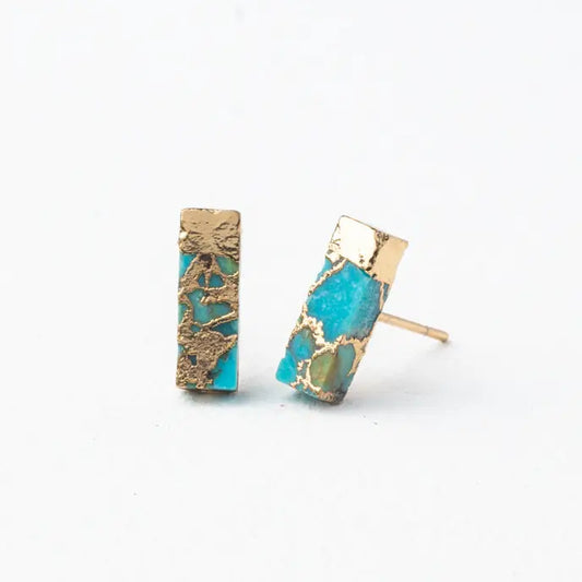 Brayden Turquoise Studs - 14k Gold Plated