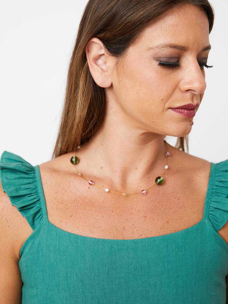 Laurel Beaded Necklace Gold