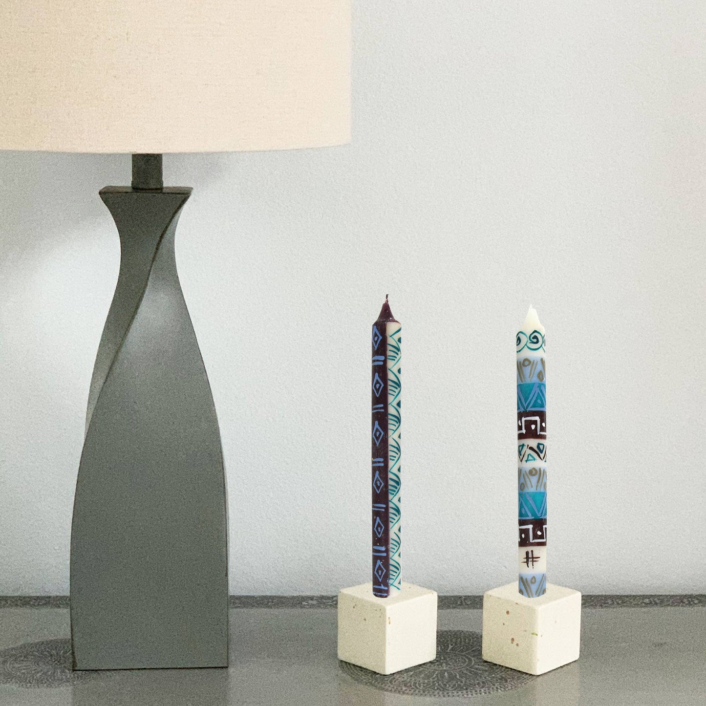 Hand Painted Dinner Candle Pair - Maji Design