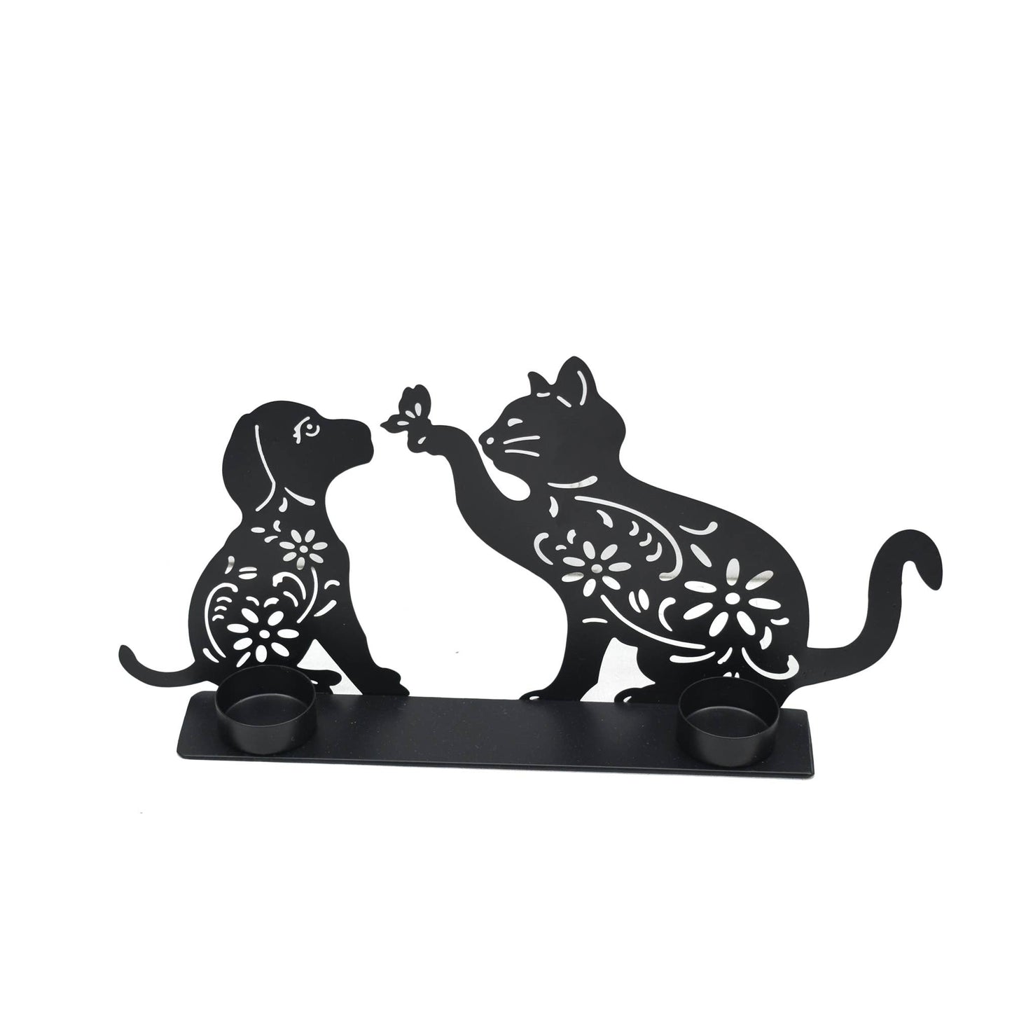 Dog & Cat Iron Candleholder