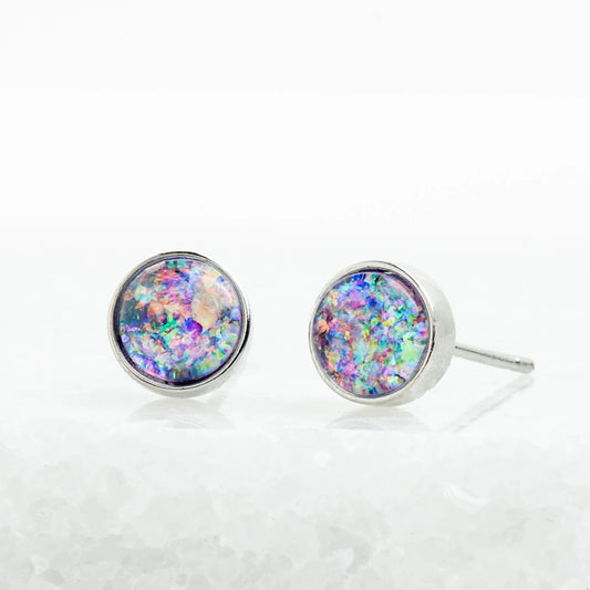 Lora Lavender Studs - Silver