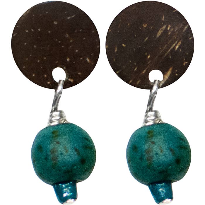 Coconut Stud Earrings - Teal