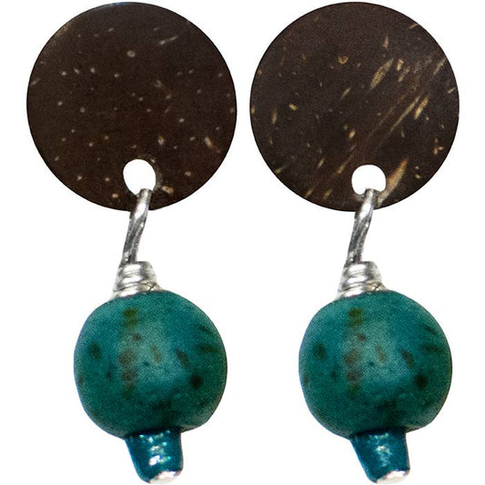 Coconut Stud Earrings - Teal