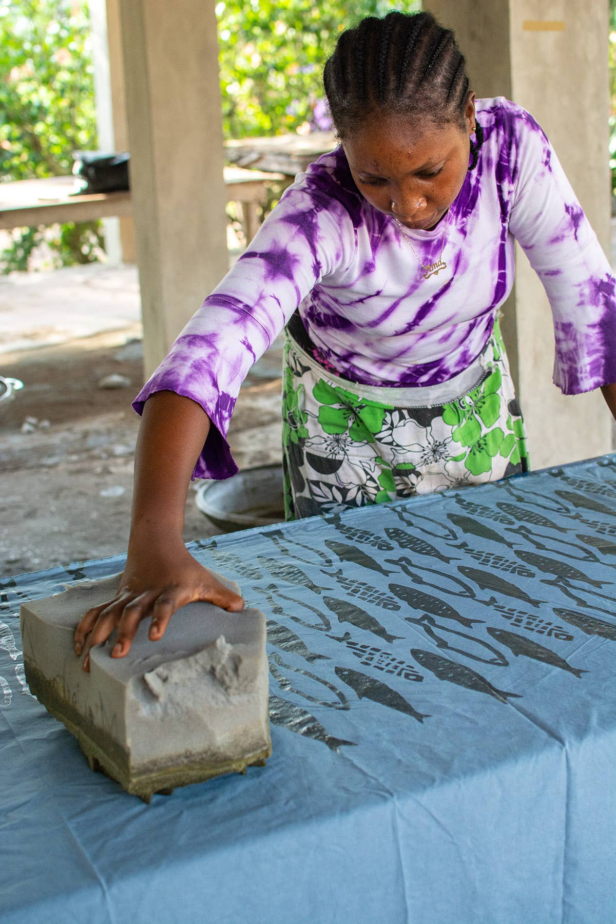 Apron Reversible: Sardines - Brick-Organic