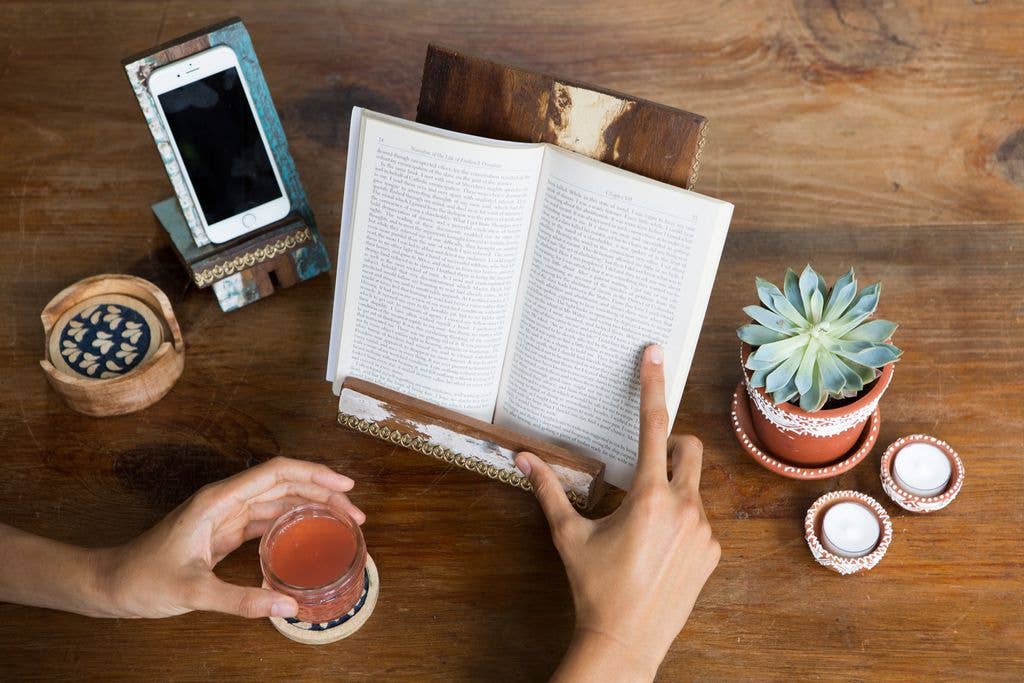 Puri Beach Book/Tablet Stand - Reclaimed Wood