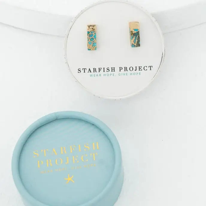 Brayden Turquoise Studs - 14k Gold Plated
