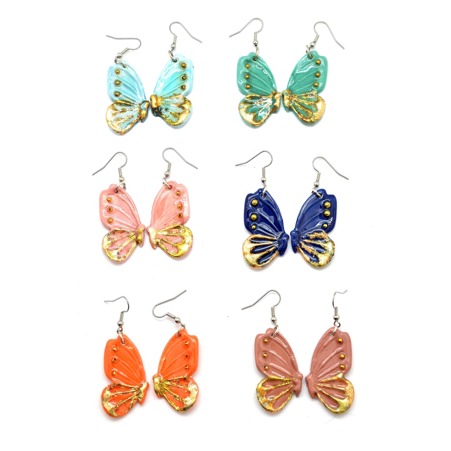 Ceramic Butterfly Wing Dangle Earrings - Assorted