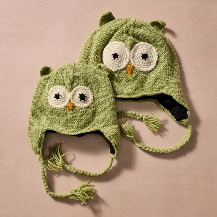 Bina Sage Owl Beanie - Kids