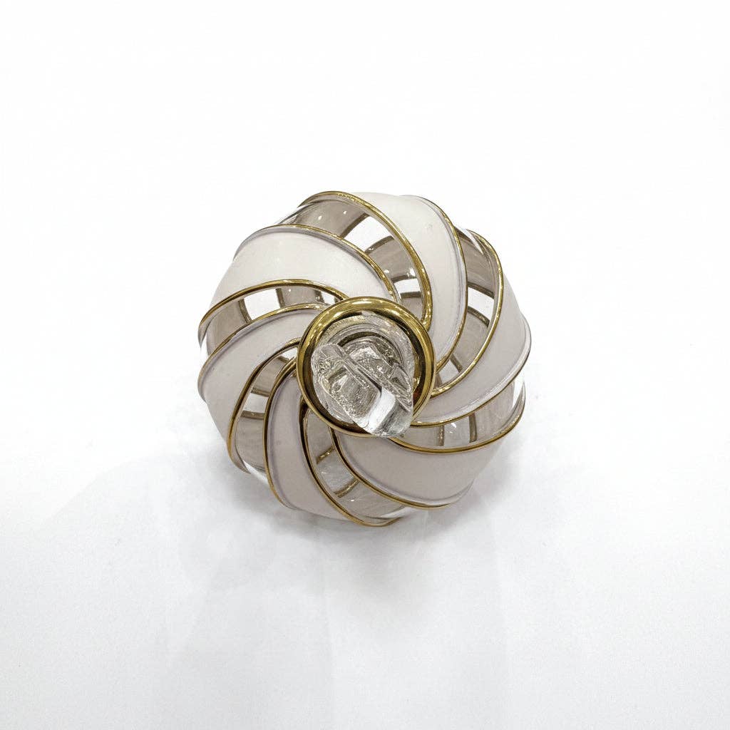 Blown Glass Small Ornament - Swirl Toupie: White