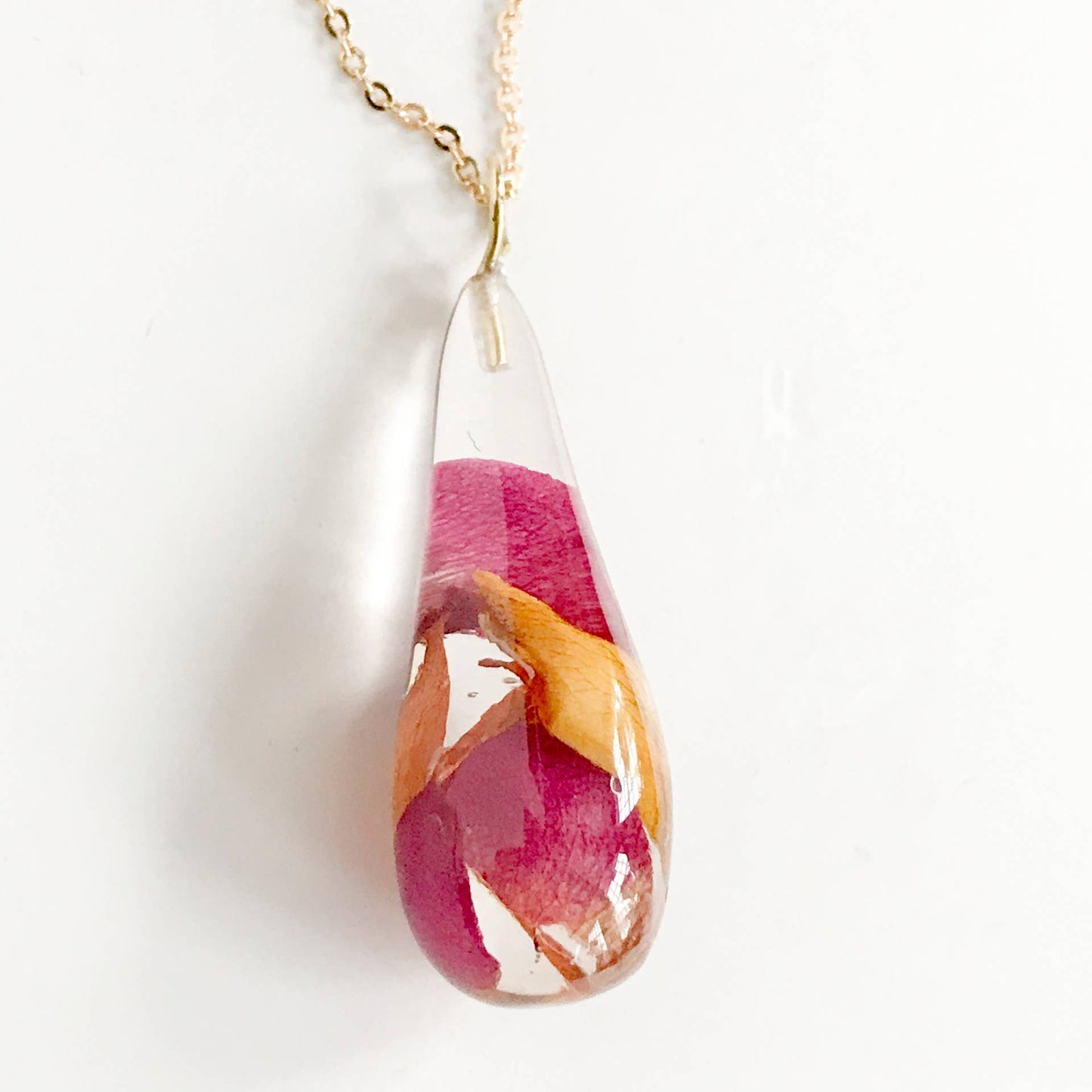 Botanical Teardrop Rose Petal Necklace