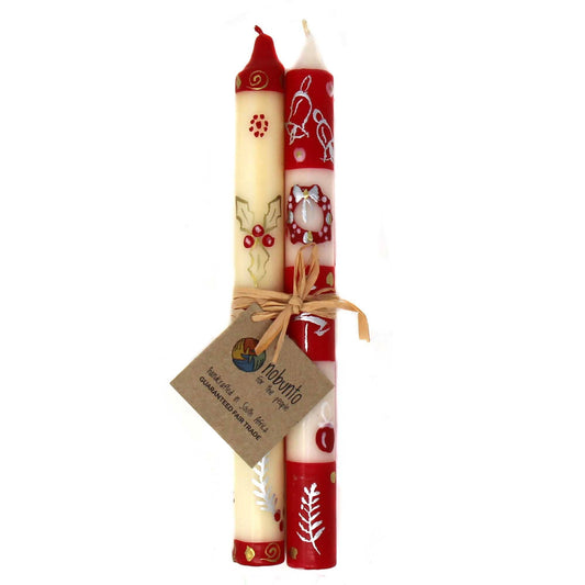 Hand Painted Dinner Pair Candles - Christmas Kimeta Design