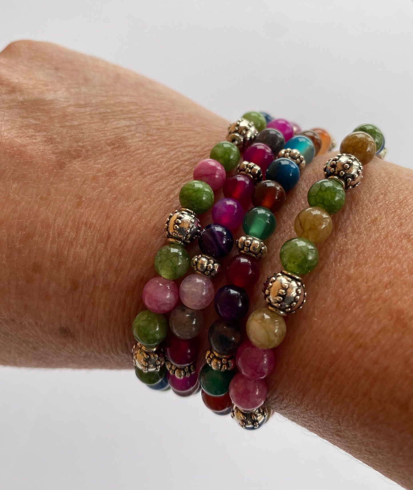 Multi-Colored Agate Bead Bracelet