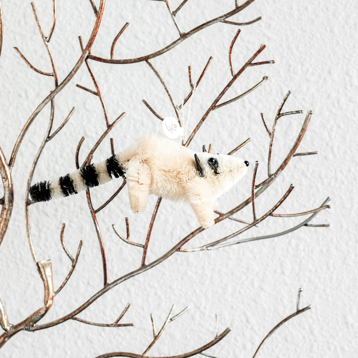 Raccoon Abaca Fiber Ornament - Black