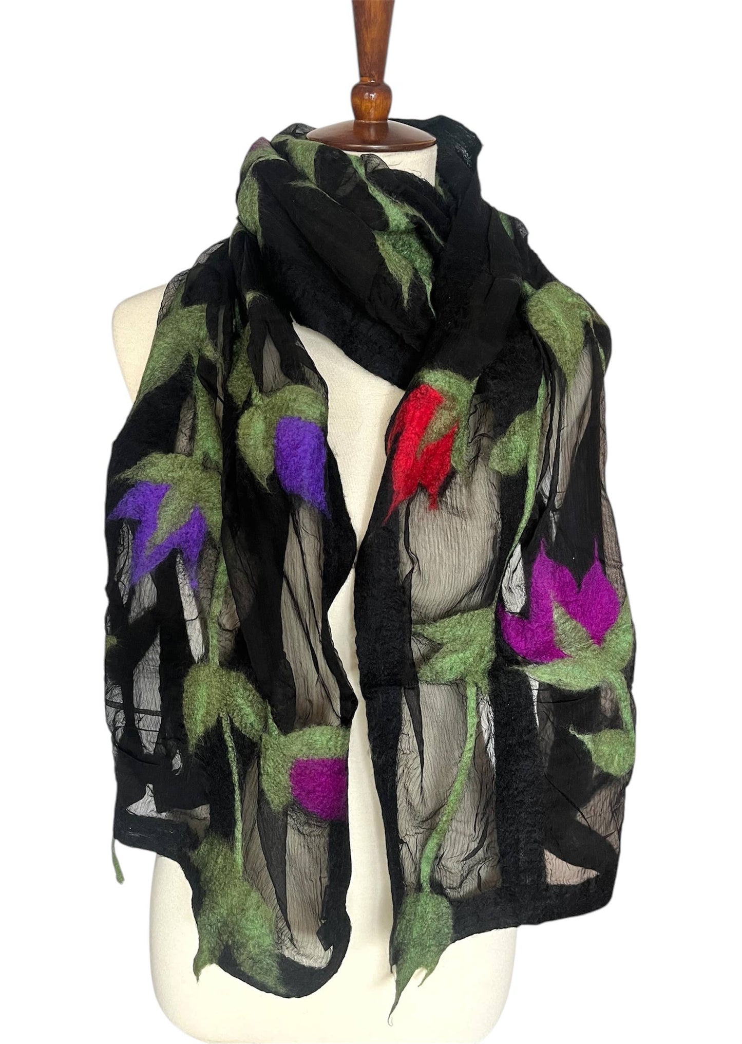 Flower Vine Scarf - Black