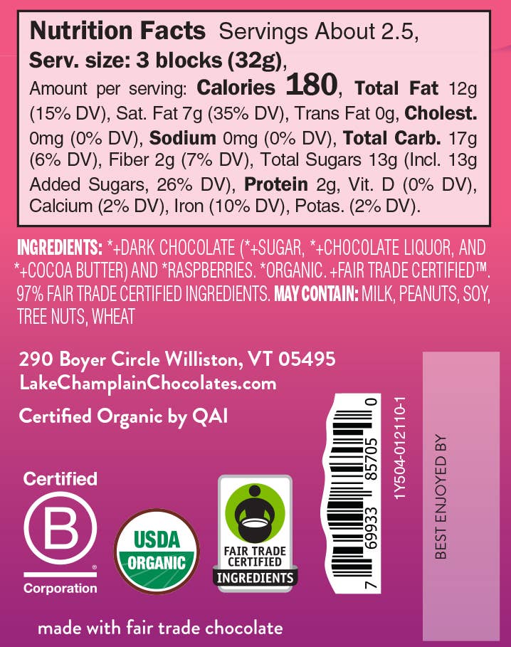 Dark Choc Tart Raspberry Signature Bar