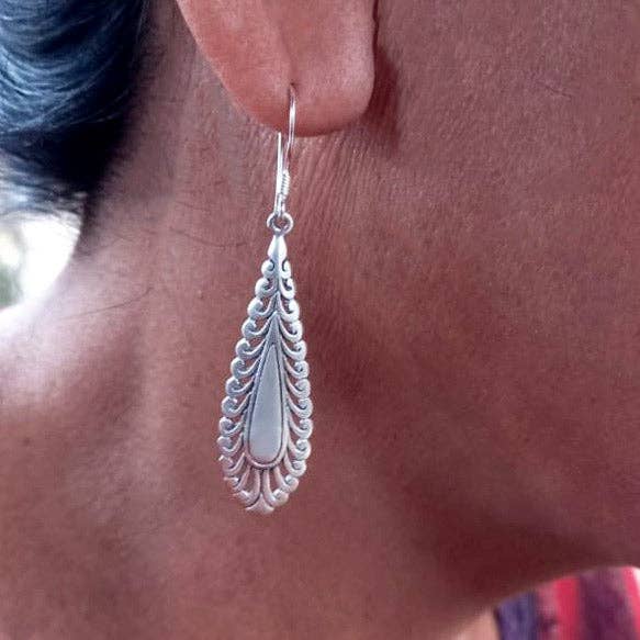 Lacy Leaf Earrings - Sterling Silver