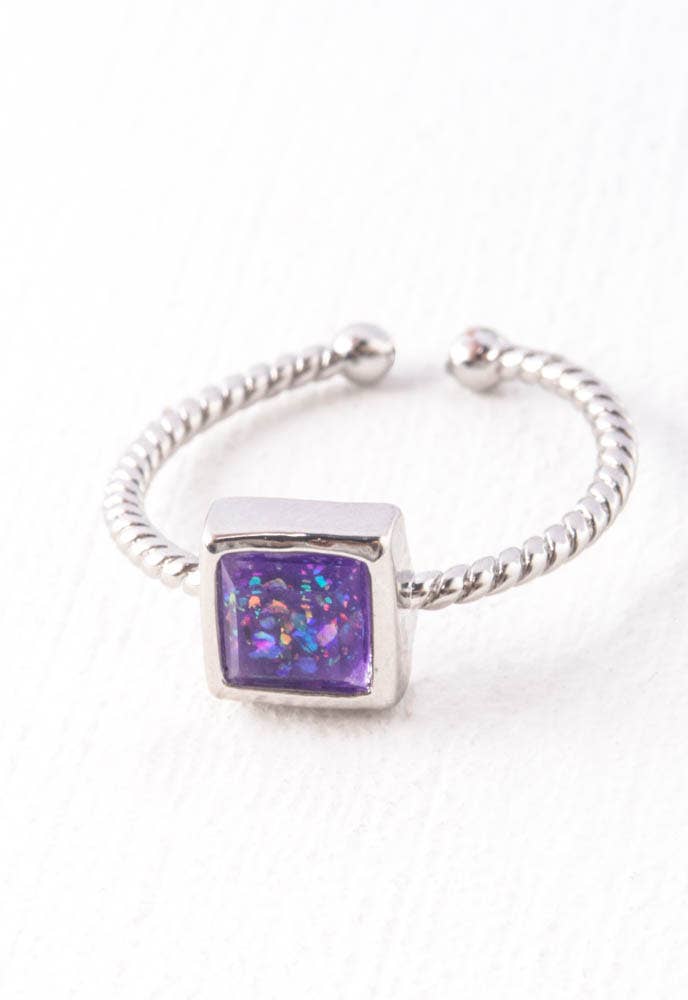 Bright Ring in Glistening Lilac & Silver