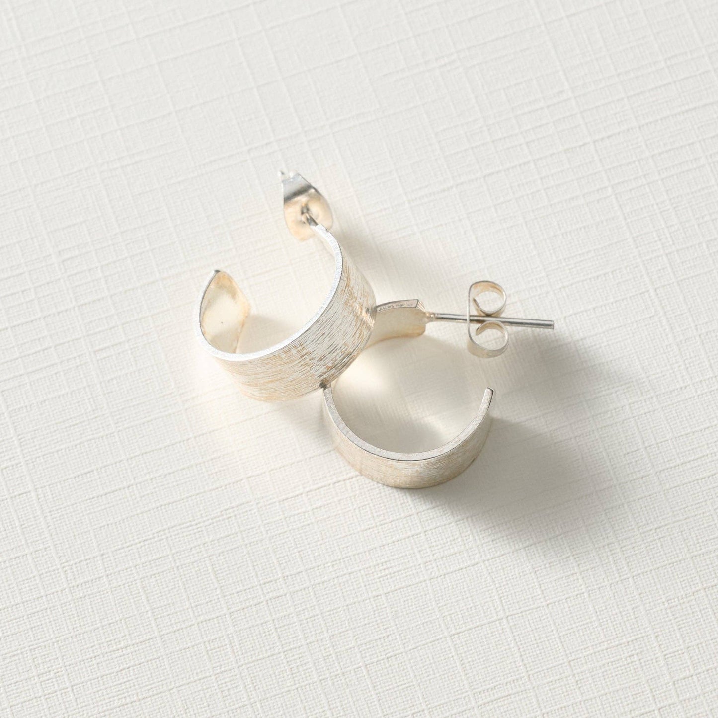 Hiral Brushed Silver Hoop Earrings