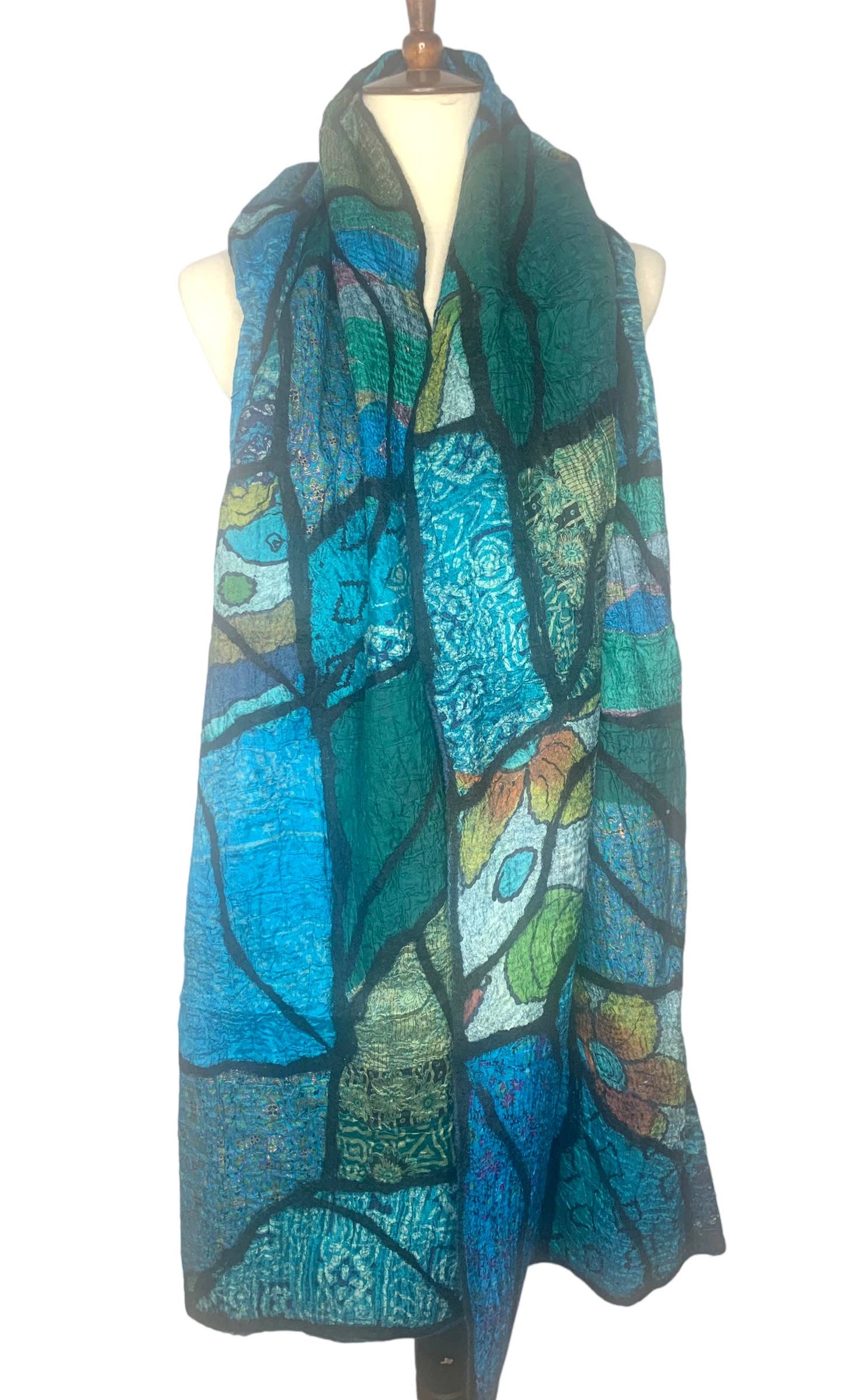 Sari Patchwork Scarf - Blue