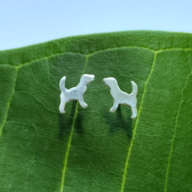 Tiny Dog Studs - Sterling Silver