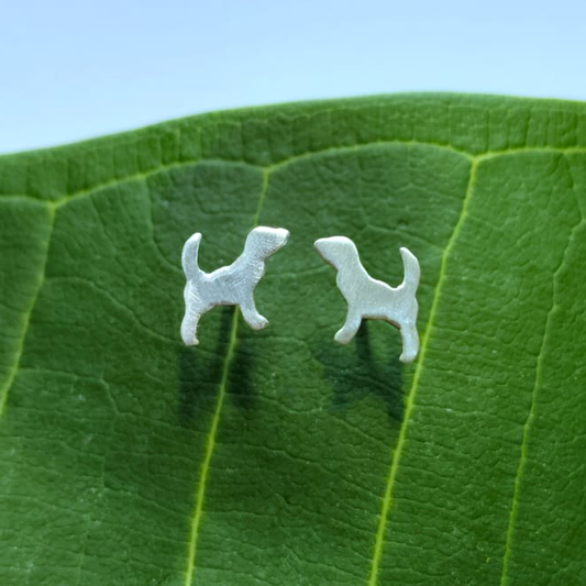 Tiny Dog Studs - Sterling Silver