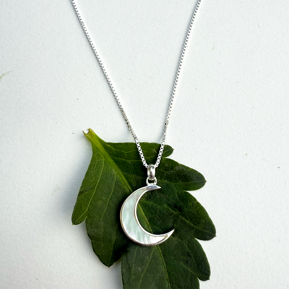 Mother-of-Pearl Moon Necklace - Sterling Silver