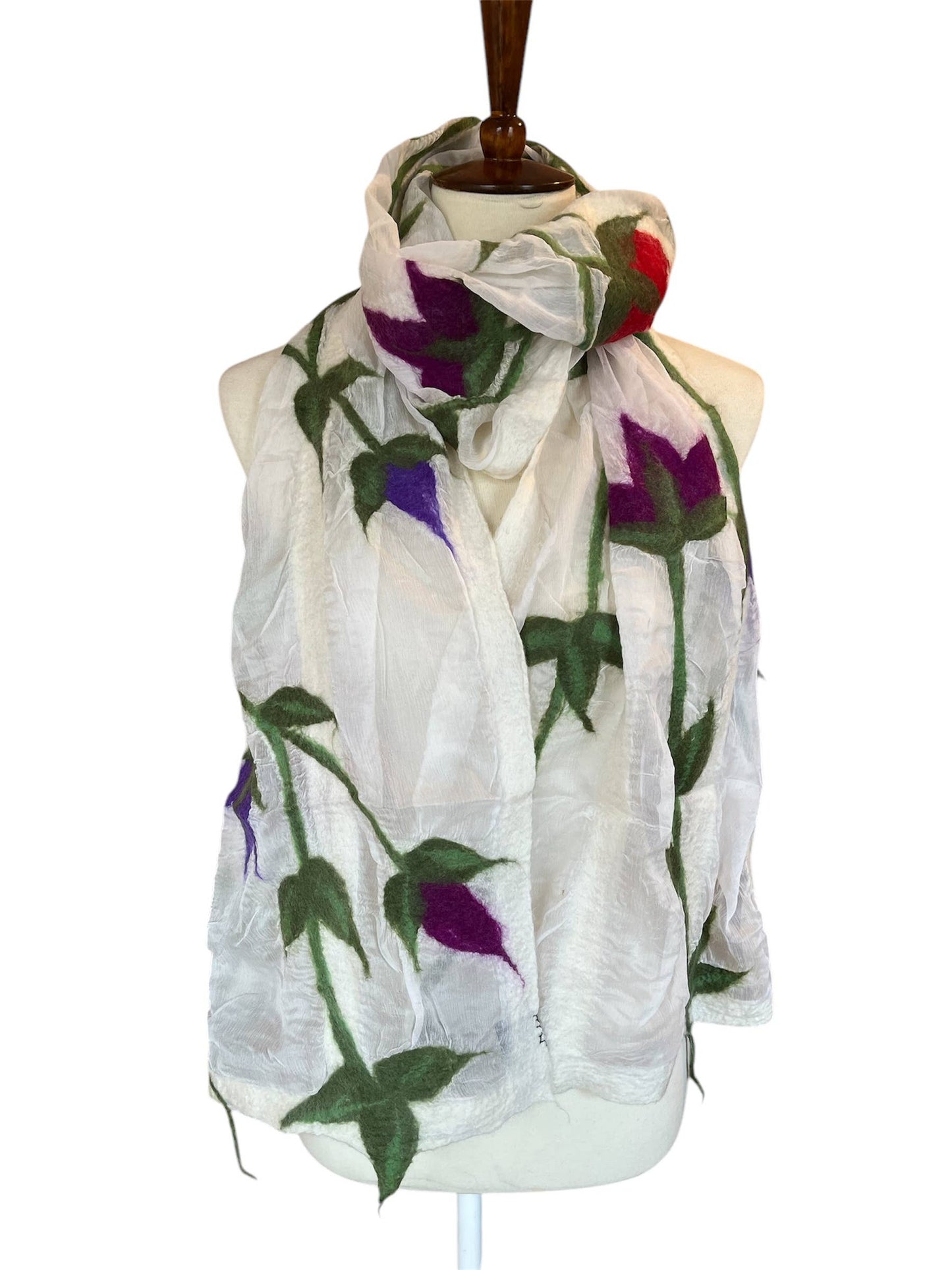 Flower Vine Scarf - White