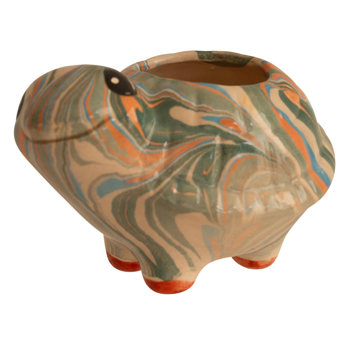 Marble Glazed Ceramic Plant Pot - Turtle