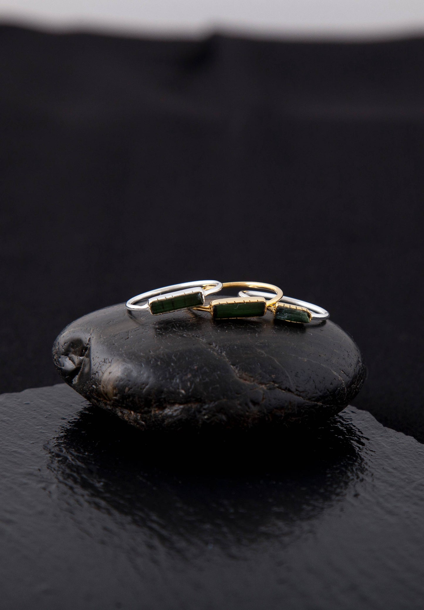 Sterling Silver Tourmaline Slice Ring