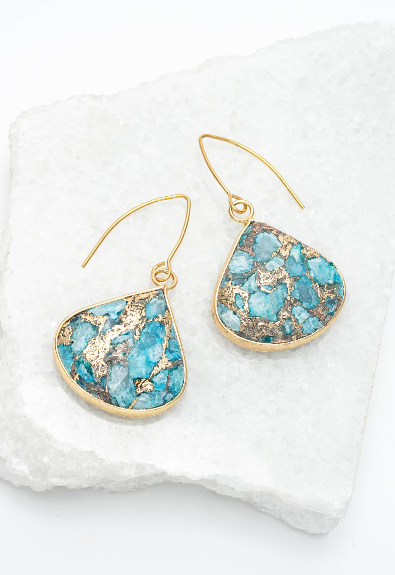 Emperor Stone Blossom Earrings - 14K Gold Plated