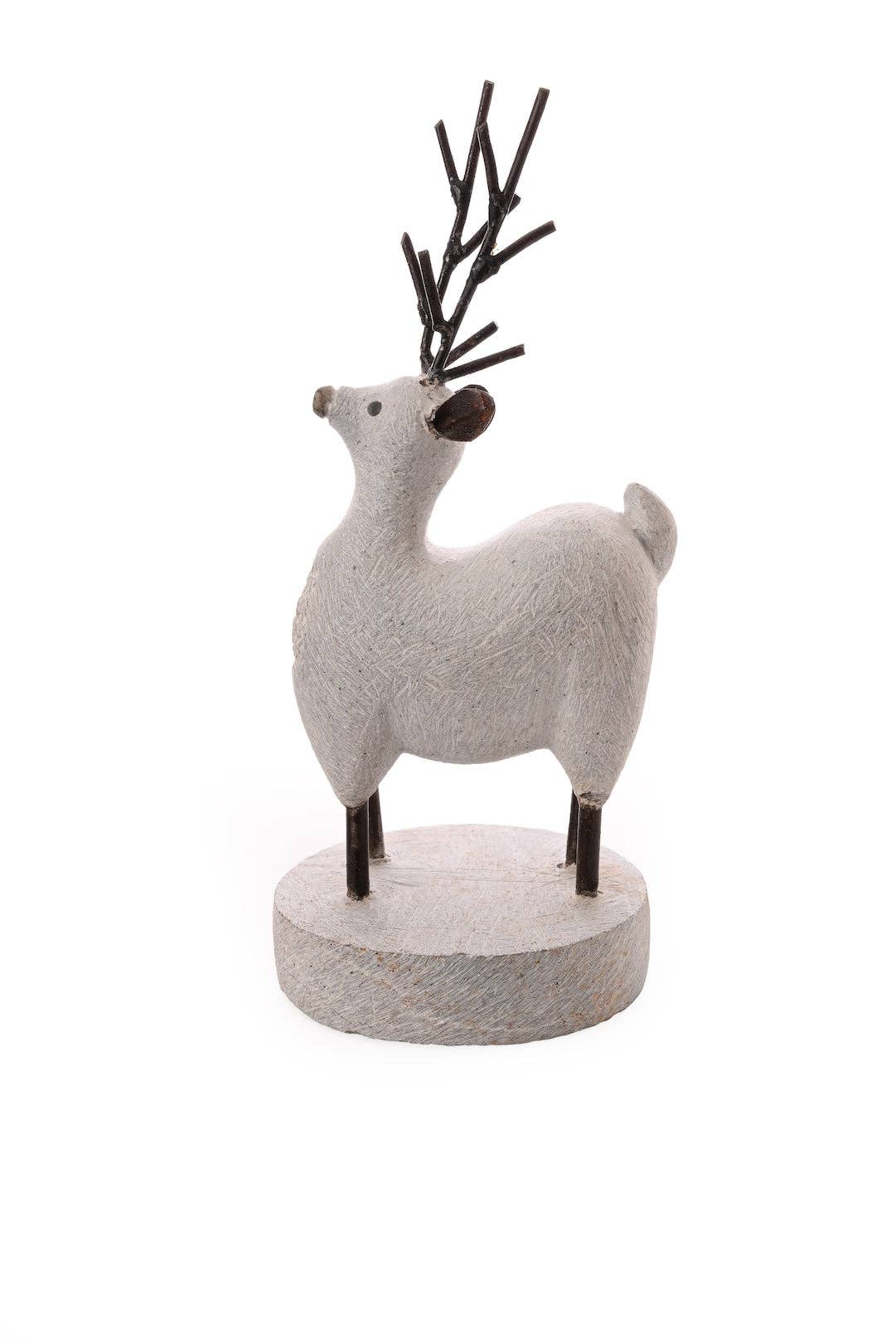 Reindeer Stone and Metal Sculpture