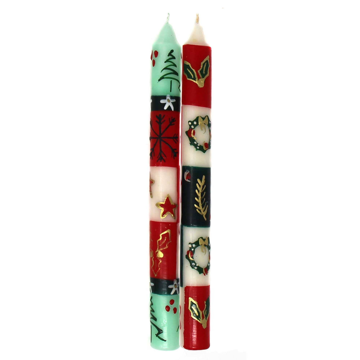 Christmas Hand-Painted Dinner Candles Pair
