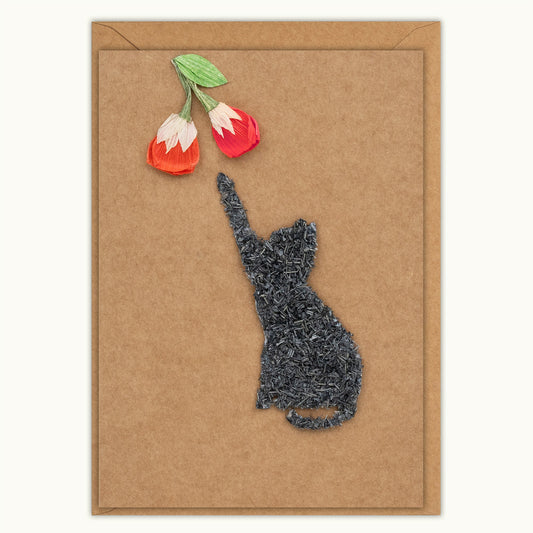 Husk & Heart - Cat with Flowers Card