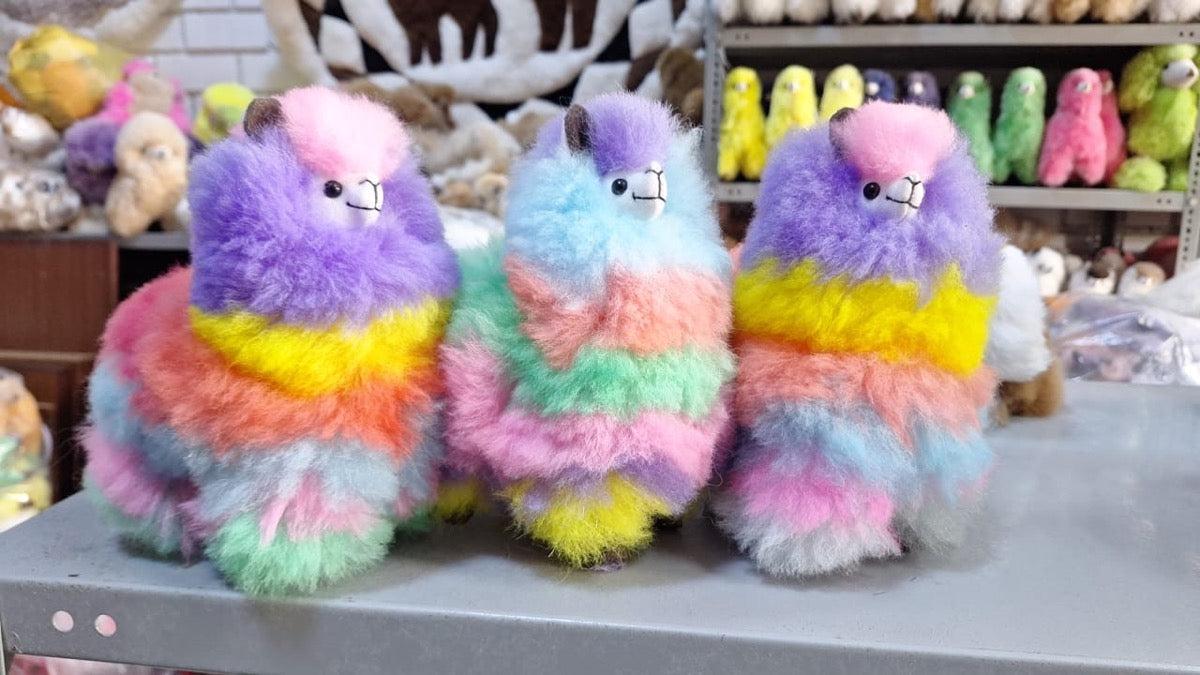 Alpaca Fur Plush 7'' Llama - Rainbow