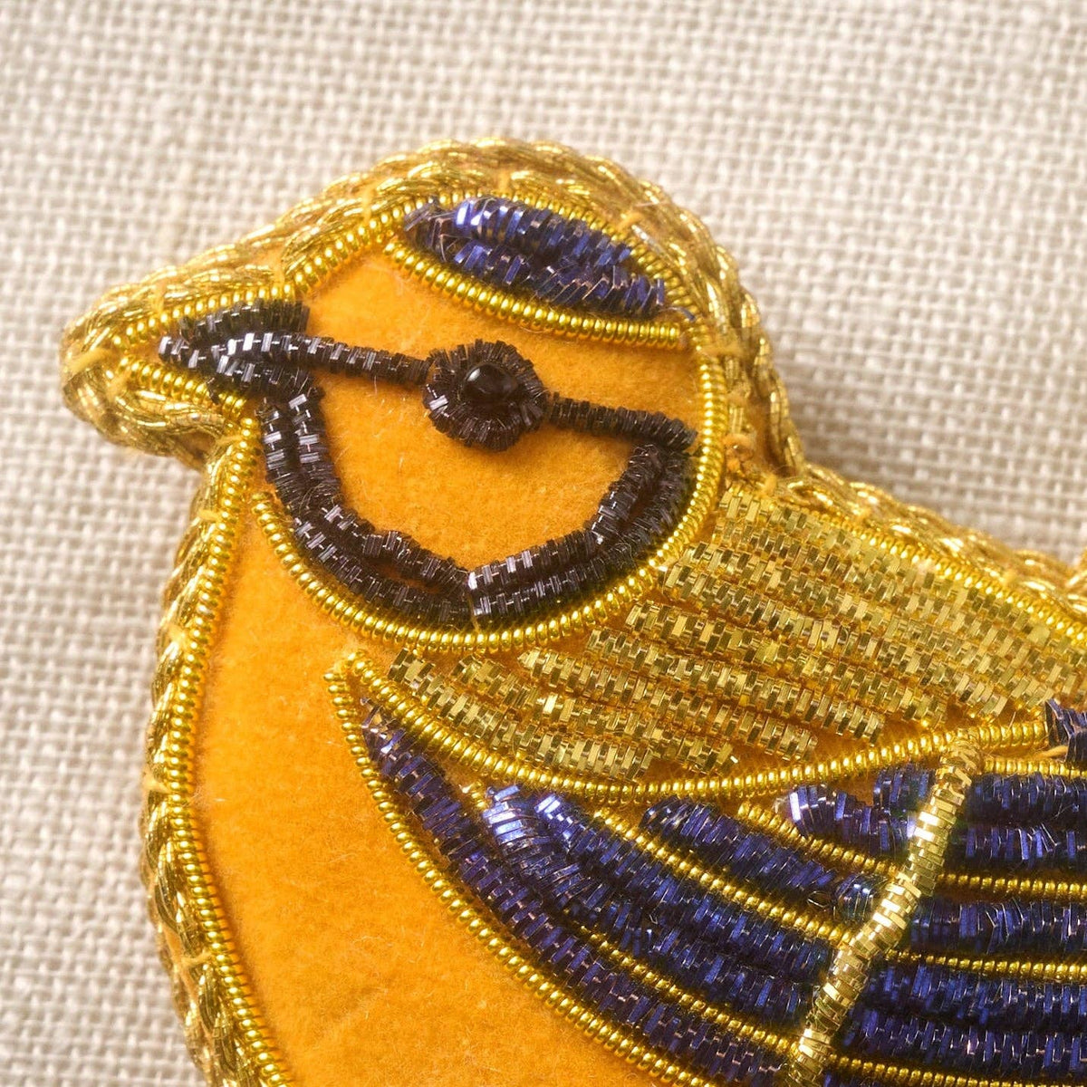 Kalyani Flocked Bird Ornament - Blue Wing