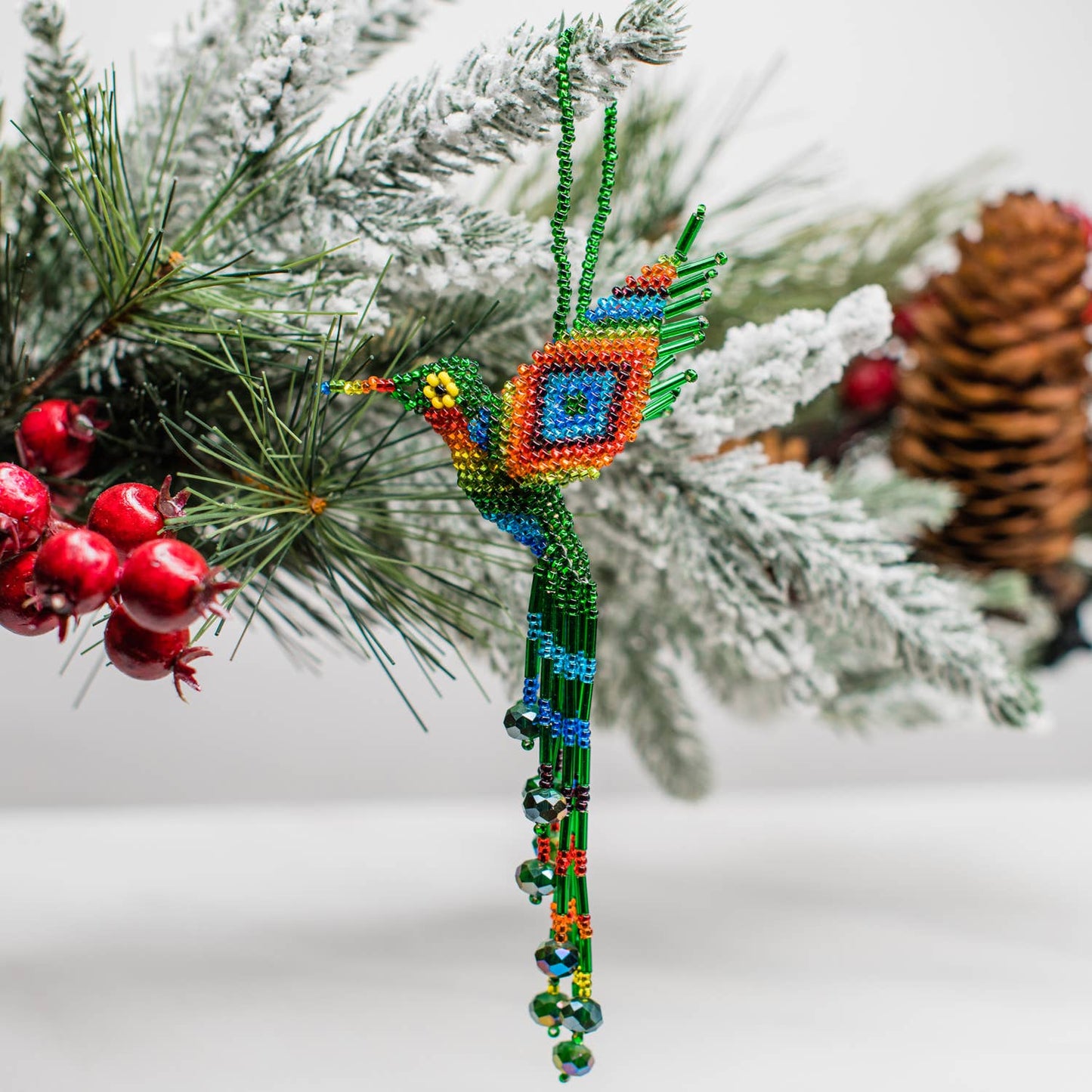 Hummingbird Beaded Ornament - Large