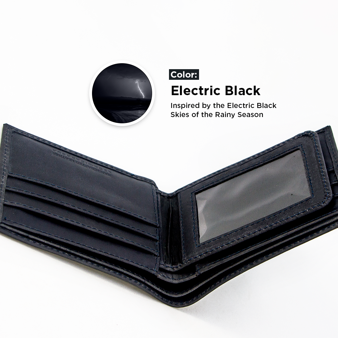 BIFOLD Leather Wallet  Electric Black  /  Fair Trade Artisan