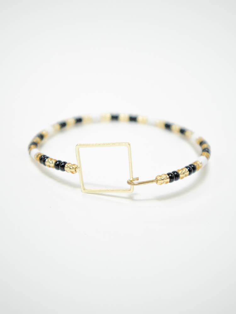 Foursided Beaded Bracelet Gold